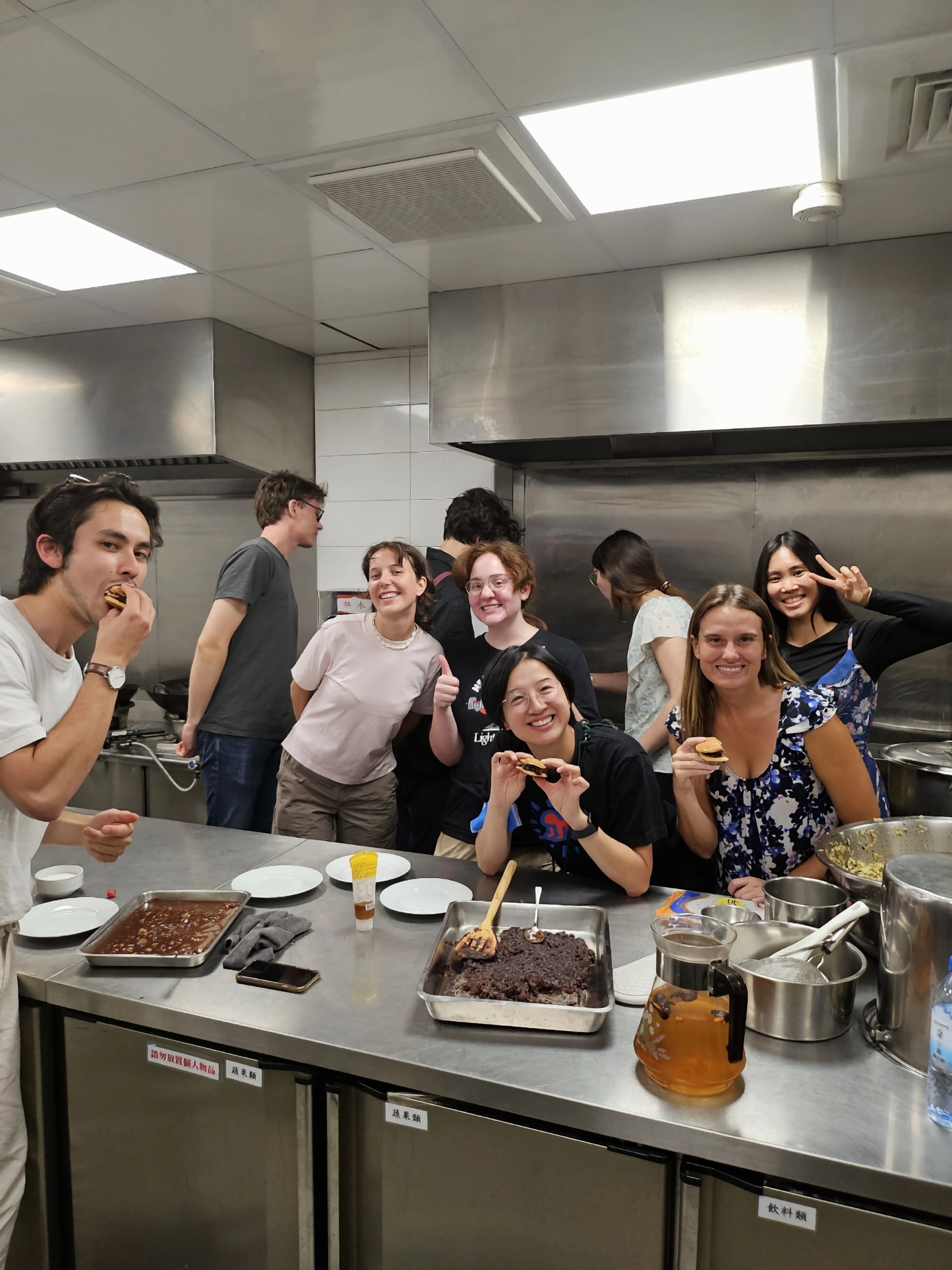 Students with the dorayaki they made.